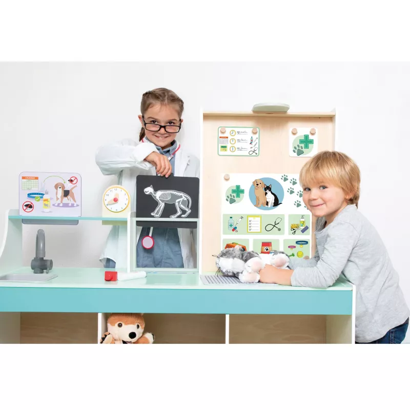 Kinderarzt-Set, Spielzeugwerkzeug, Puppe/Plüschtier, Tafel/Schreibtisch, Tierknochenskelett
