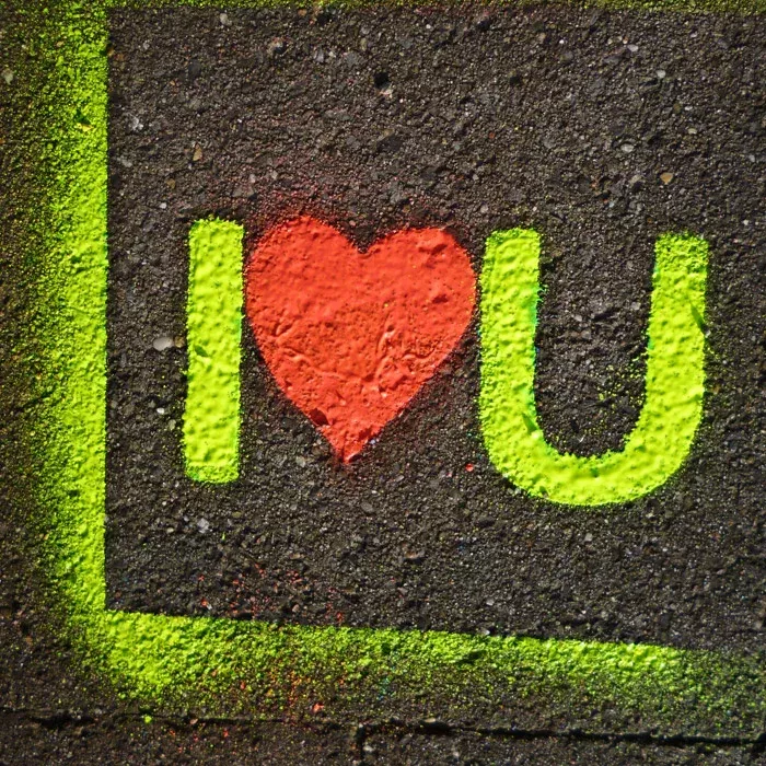 Graffiti, Herz, U, Neongrün, Straßenkunst