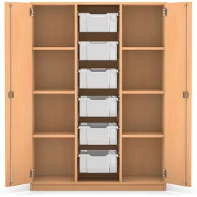Mittelhoher Schrank, 143,9 x 108,5 x 50 cm, mit 6 Boxen und 6 Böden