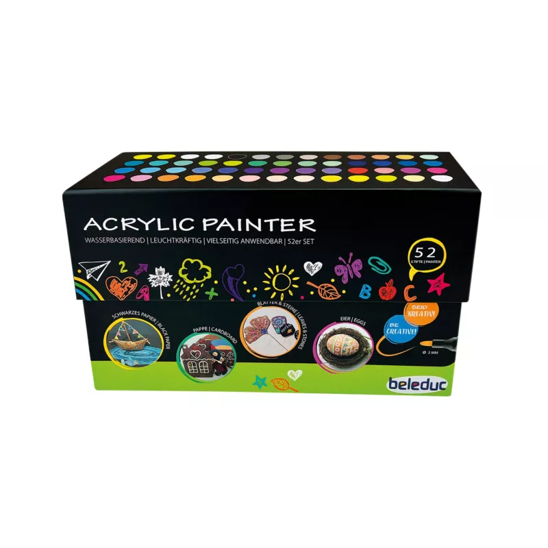 Acrylfarbe, Malwerkzeug, 52er Set, Farbenpalette, Künstlerbedarf