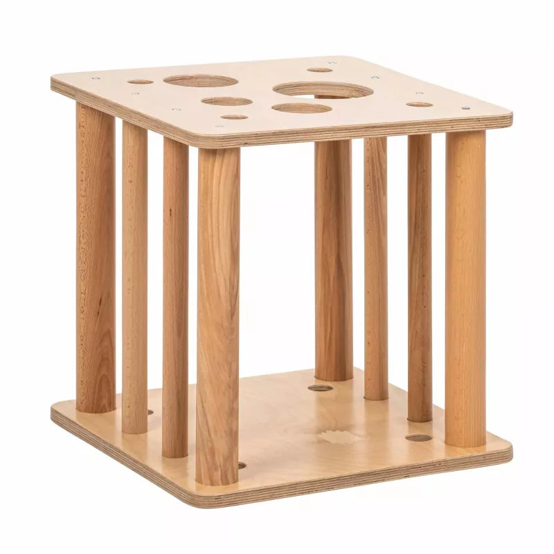 holz, beistelltisch, rundholz, holzstuhl, löcherplatte
