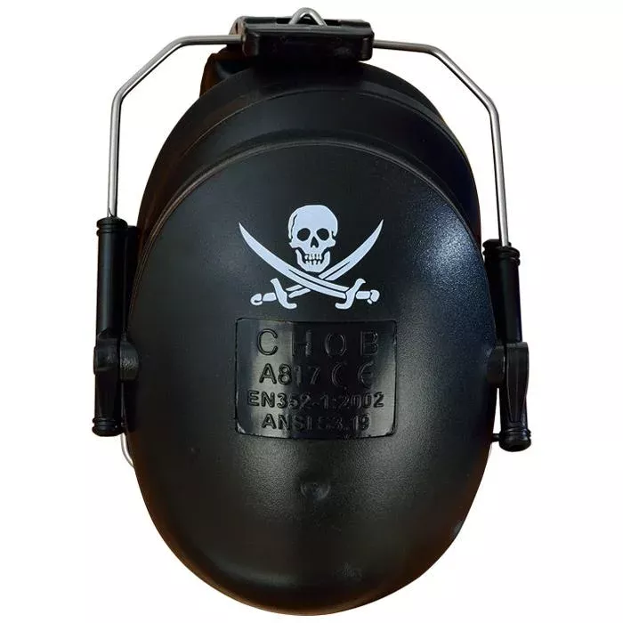 Schutzhörer, Schädel/Kreuz-Schwarz, Piraten-Design, Löcher/Halterung, Ohrenschützer