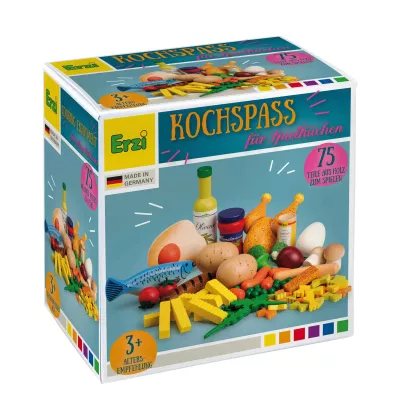 Kochset, Holzbausteine, Lebensmittelset, Spielzeug für Kinder, Holzspielzeug