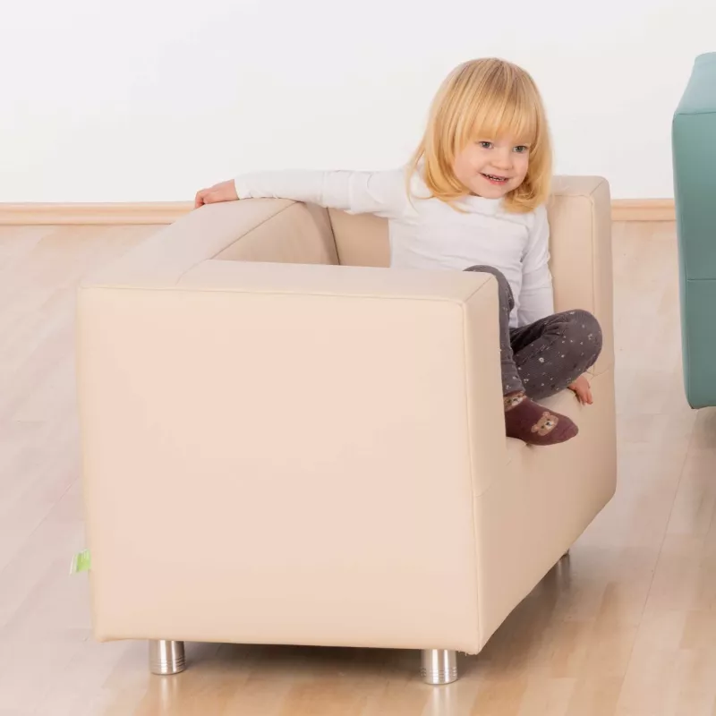 Kindersessel, Sofasessel, Beiger Sessel, Kinderstuhl, Lederlook