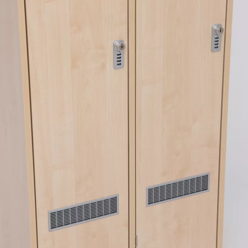 schließbare Hutschrank, Spind, Belüftungsblech, Holzoptik, Doppeltüren