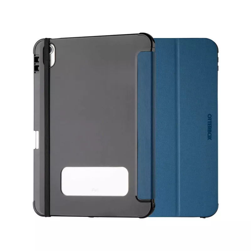 Tablet-Hülle, Rücken-Stand, Blaues Cover, Gummizug, Stand-Slot