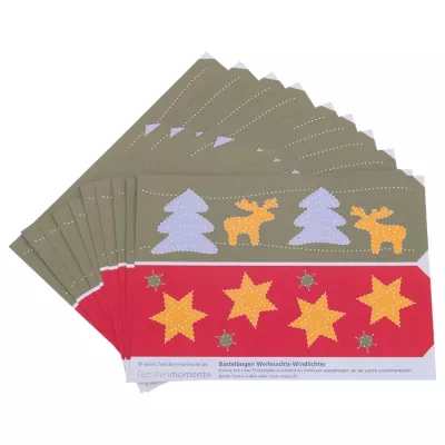 Weihnachtsdeko, Windlichter, Papierkarten, Sterne, Rehe