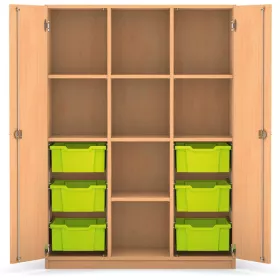 Mittelhoher Schrank, 143,9 x 108,5 x 50 cm, mit 6 Boxen und 7 Böden