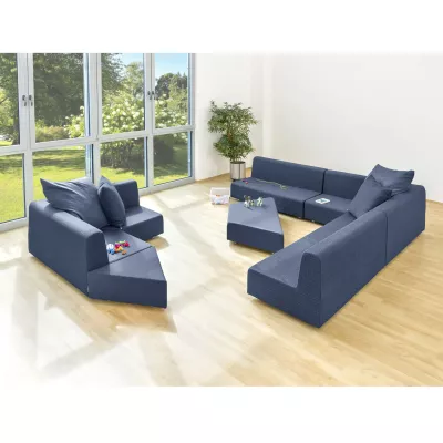 Sofaset, Wohnlandschaft, Garnitur, Ecksofa, blau