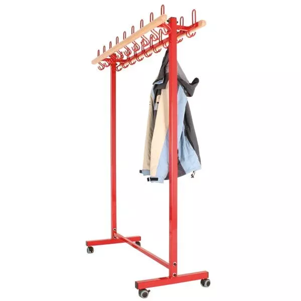 Kleiderständer, Hakenständer, Rollbar, mobil, roter Rahmen