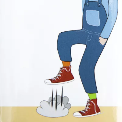 jeans, overall, red sneakers, high-top sneakers, motion burst