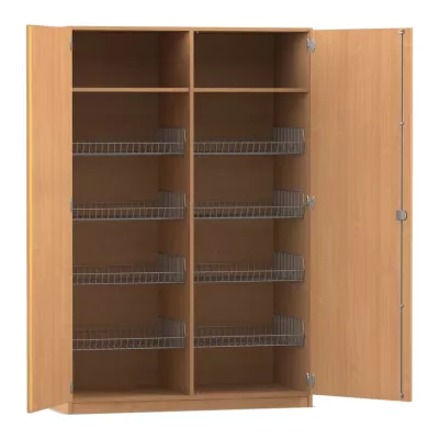 Sportschrank, 190 x 126,4 x 60 cm, mit 8 Gitterkörben und 2 Böden
