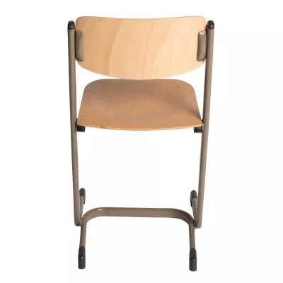 Schreibtischstuhl, Schulstuhl, Holz Sitz, Stahlgestell, Kufenrollen