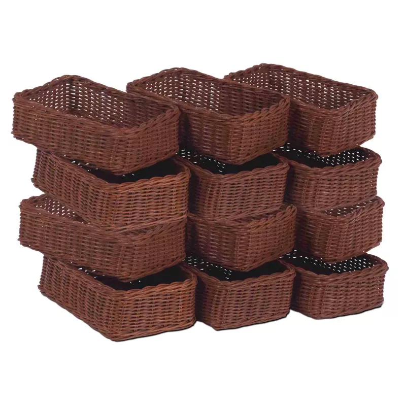 Wandkorb, Rattankorb, Aufbewahrungskorb, Flachkorb, braun