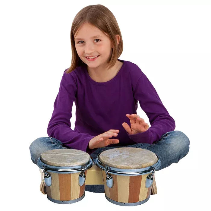 Kinder, Trommeln, Percussion, Bongo-Trommeln, Holzoptik