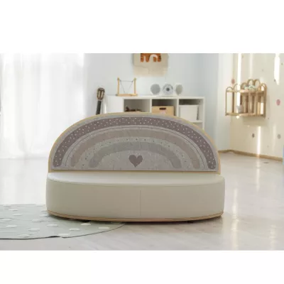 Kindersofa, rundes Sofa, grau Pastellfarben, Futon, gestreiftes Muster