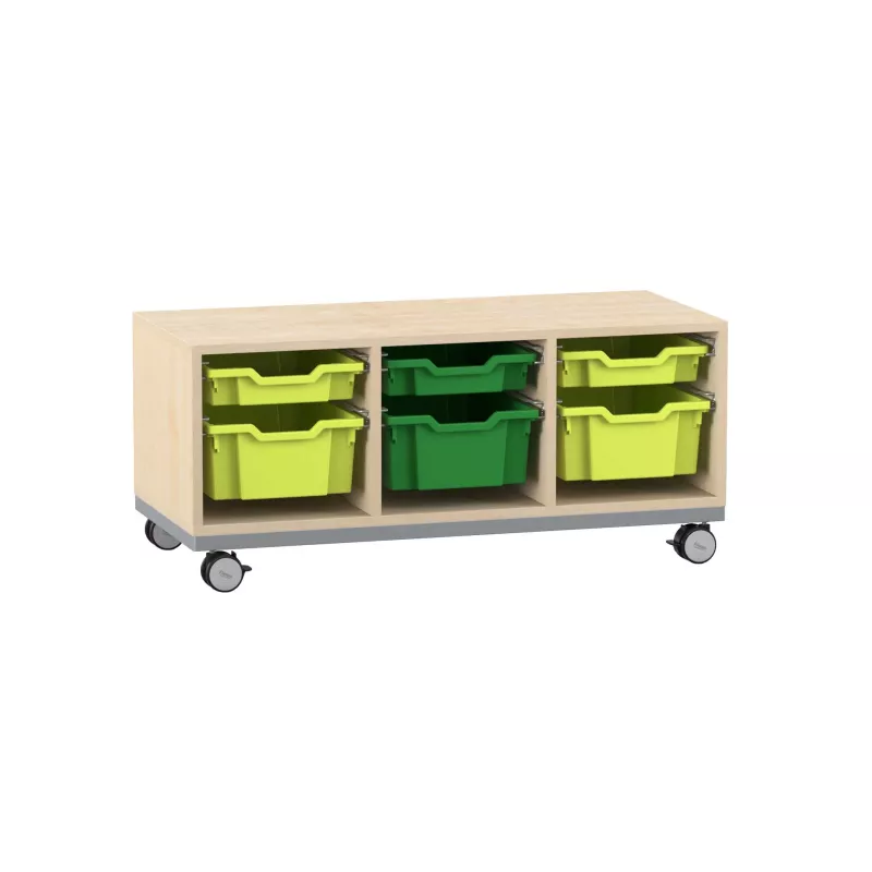 Underbed storage, Storage cabinet, Wheeled cart, Plastic bins, Wooden frame