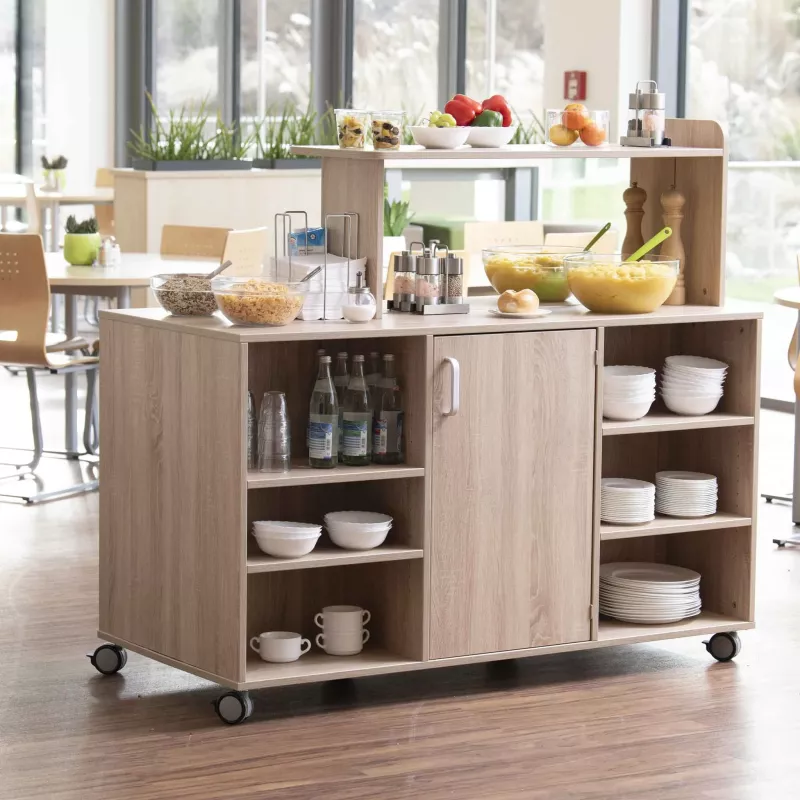 Küchenwagen, Küchenschrank, Holzoptik, Offenregal, Küchenrollen
