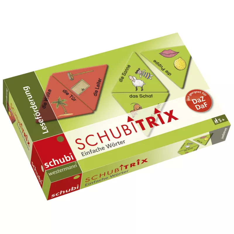 Schubitrix, Wörter, Lernspiel, Puzzle, Kartonbox
