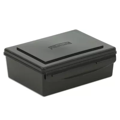 Kleines Metalldose, Aufbewahrungsbox, Schwarz, Deckelbox, Kassette? (Stifte)