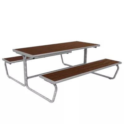 Picnic-Tisch, Holztisch, Metallrahmen, Aufbewahrungsbank, Gartenmöbel