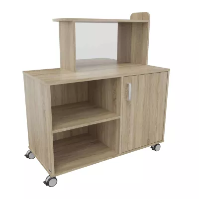 holzton, medienkombination, rollwagen, offenesregal, schrank