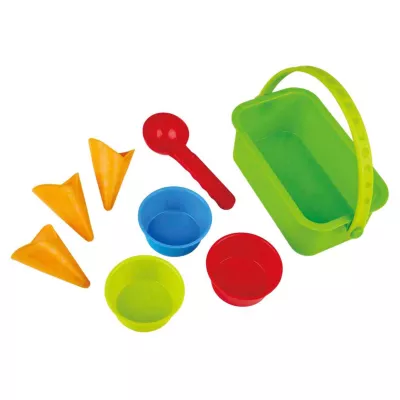 Strandeimer-Set, Sandspielzeug, Kunststoff, bunt, Eimer mit Henkel