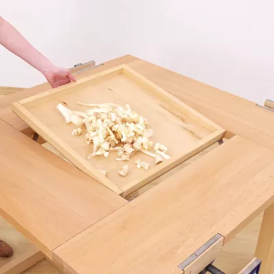 Holzbearbeitung, Späne, Holztisch, Schränke, Schublade