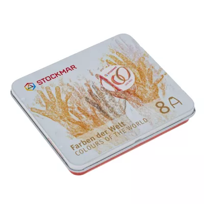 dosen, metalldose, farbpalette, farben set, handabdruck
