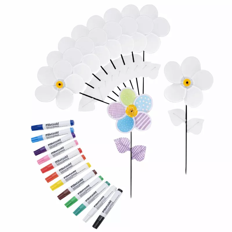 weiße blomsten deko, blüten bastelset, petal spritz, farbmarker set, künstlerisches bastelkit