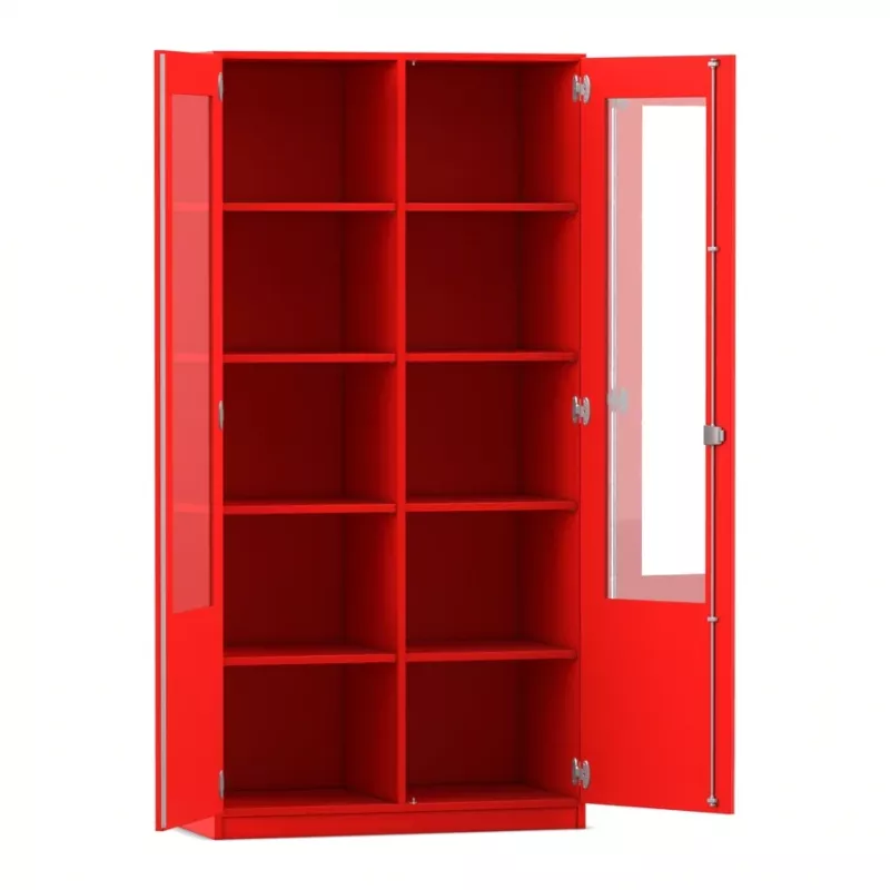 Schrank, Regal, roter Schrank, Glasfenster, Bodenständer