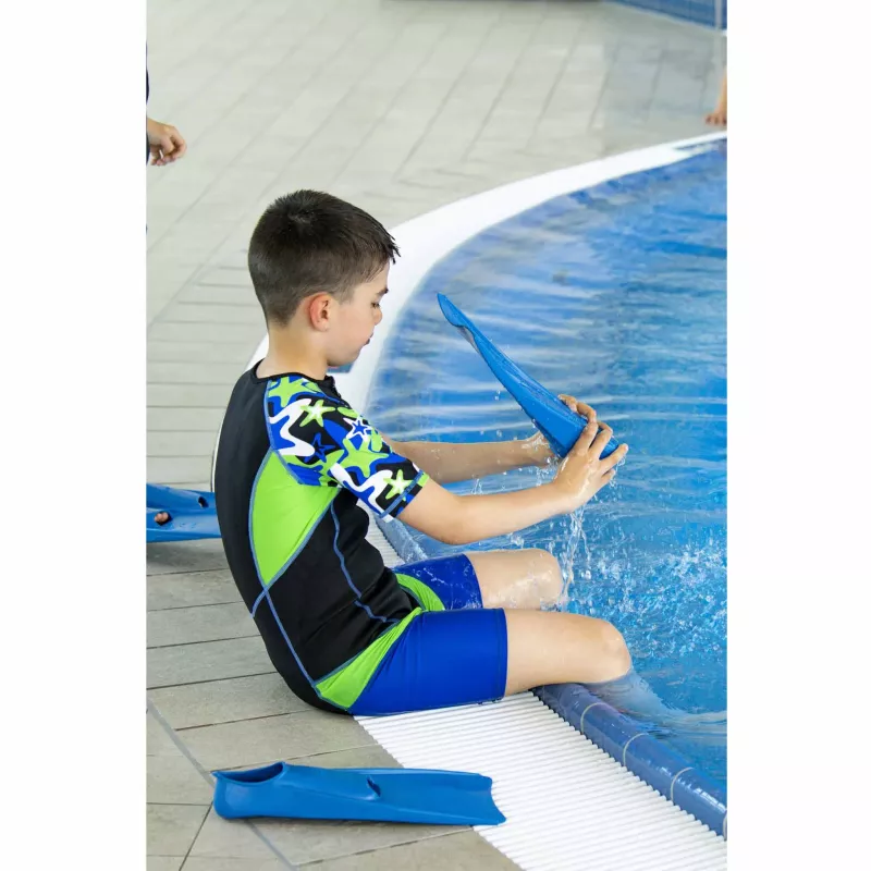 Schwimmen, Kind, Schwimmflossen, Neoprenanzug, Pool