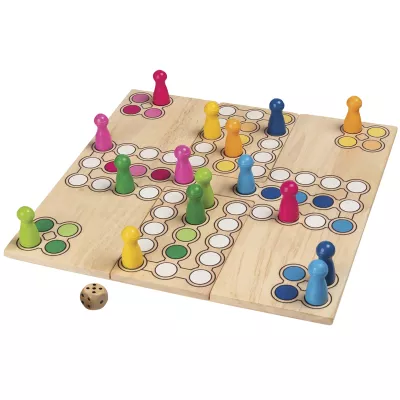 Ludo, Holzbrett, Spielsteine, Würfel, Multicolor