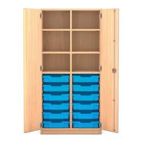Mittelhoher Schrank, 143,9 x 73,1 x 50 cm, mit 12 Boxen und 6 Böden