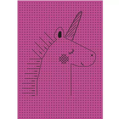 Einhorn, rosa Hintergrund, Linienzeichnung, Punktmuster, langer Hals