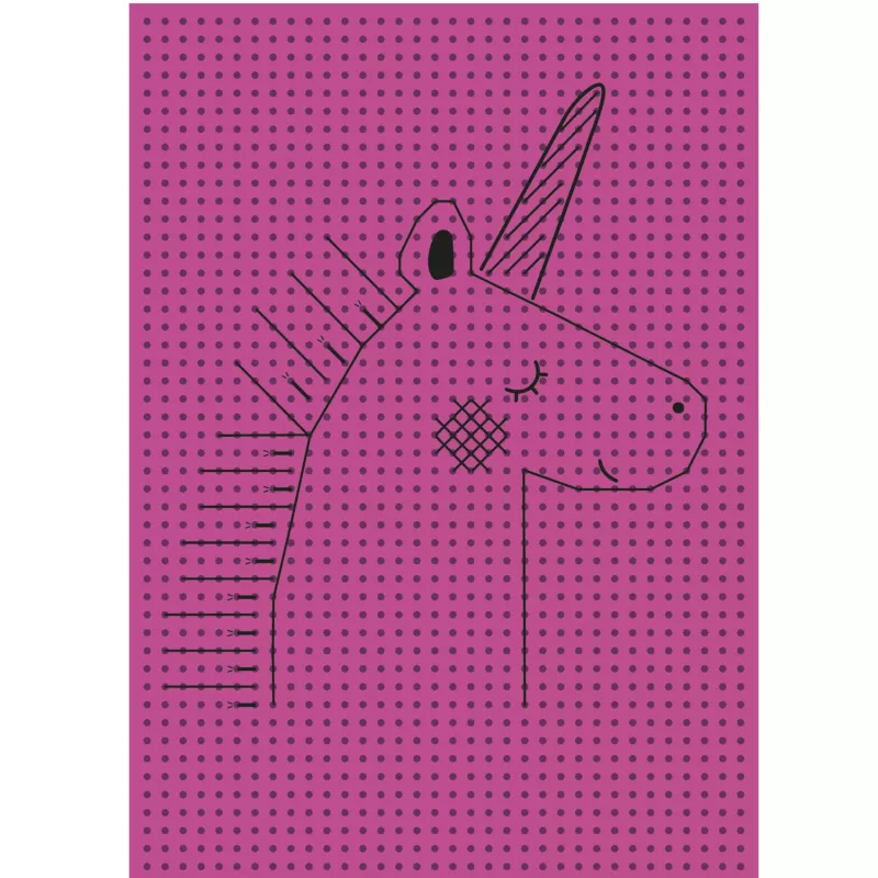 Einhorn, rosa Hintergrund, Linienzeichnung, Punktmuster, langer Hals
