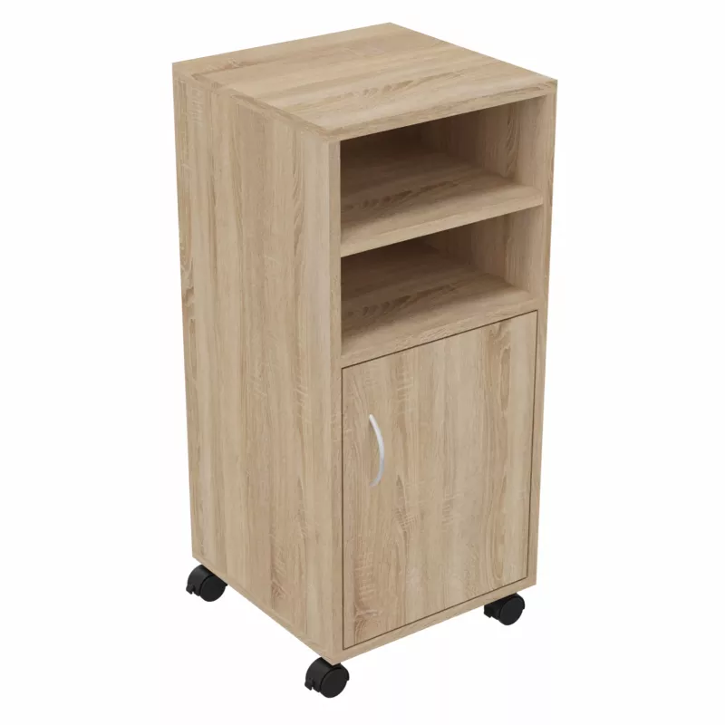 Holzschrank, Medienrack, Rollregal, Schubladenfach, Kommeneinheit
