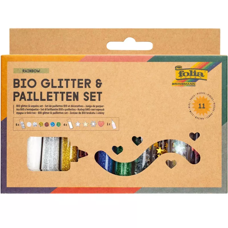 Bioglitter, Pailletten Set, Glitter Farben, DIY Bastelset, Kinder Bastelkit
