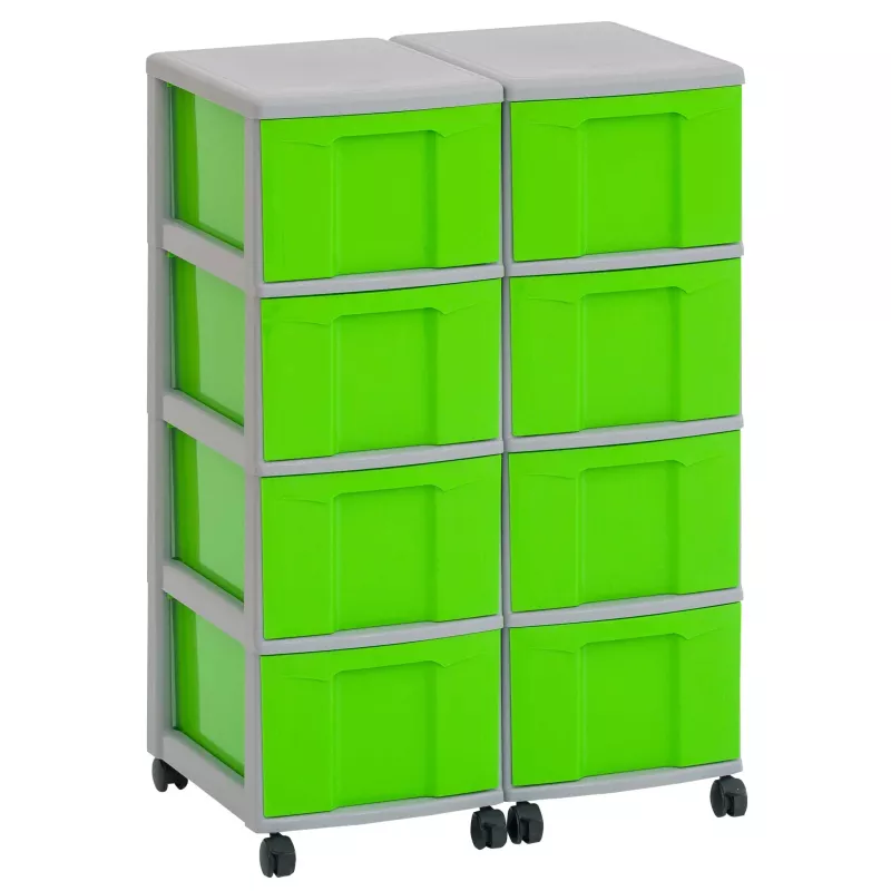 Aufbewahrungsbox, Aufbewahrungseinheit, Kastensystem, Rollbox, Grün