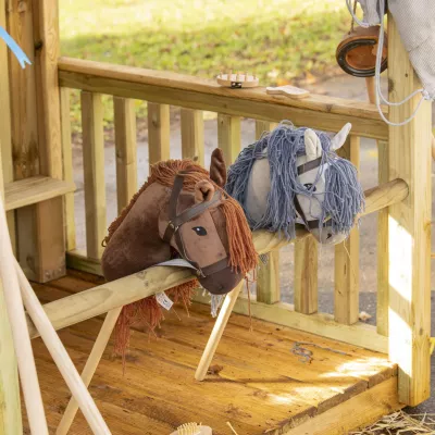 Pferd Puppe, Puppenhalsen, Kunststoffseil, Stoffleder, Gartenspielzeug