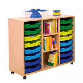 Klassenzimmerregal, 99,1 x 108,5 x 48, mit 16 Gratnells-Boxen und 2 Böden