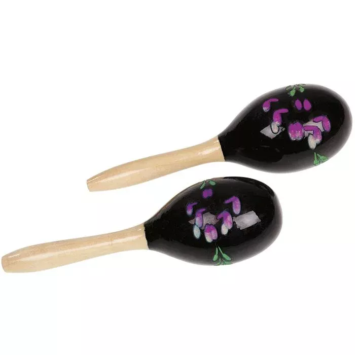 maraca, Musikinstrument, Holzleerer, schwarz, lila-muster