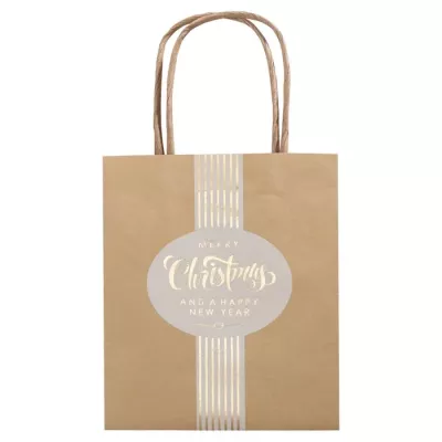 Geschenktüte, Jutebeutel, Kraftpapier, Weihnachtsdesign, Medaillon-Aufdruck