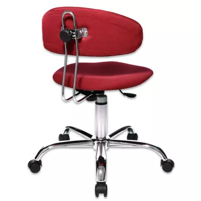 Bürostuhl, ergonomisch, roter Stuhl, schwenkbarer Stuhl, gedeckte Sitzfläche