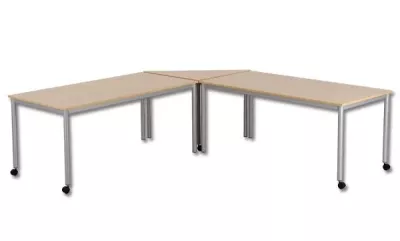 tische, arbeitsplatz, l-förmige tische, holzplatte, metallgestell