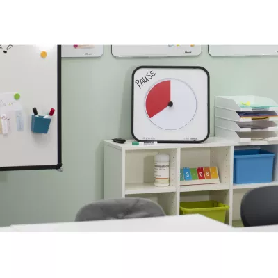 Küchentimer, Pause-Uhr, Whiteboard, Schreibtisch, Aufbewahrungsregal