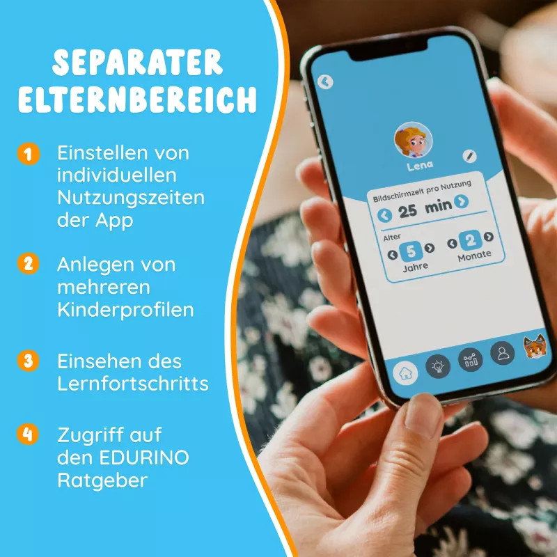 Smartphone, App-Bildschirm, Kinderprofil, Telefon, Lern-App