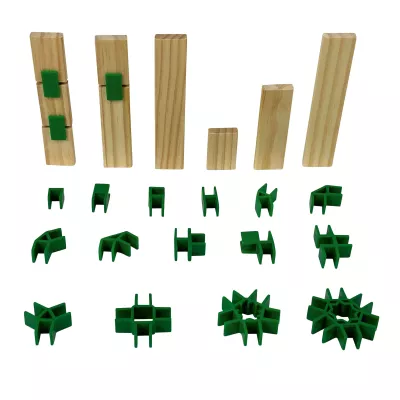 Holzklötze, Holzstapeln, Grüne Clips, Bauklotz-Set, Kinderspielzeug
