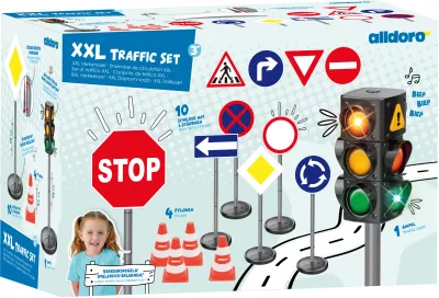 Verkehrsschilder, Stoppschild, Ampel, Pylonen, Spielset