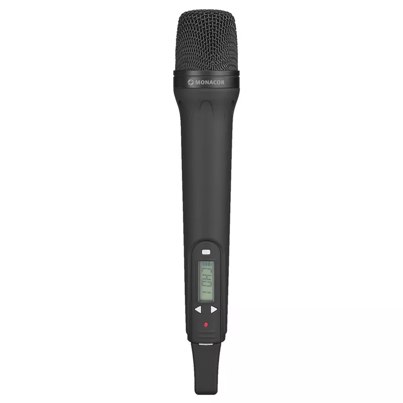 Drahtloses Mikrofon, Vokal-Mikrofon, Schwarz, Kugelnetz-Grill, Digitalanzeige